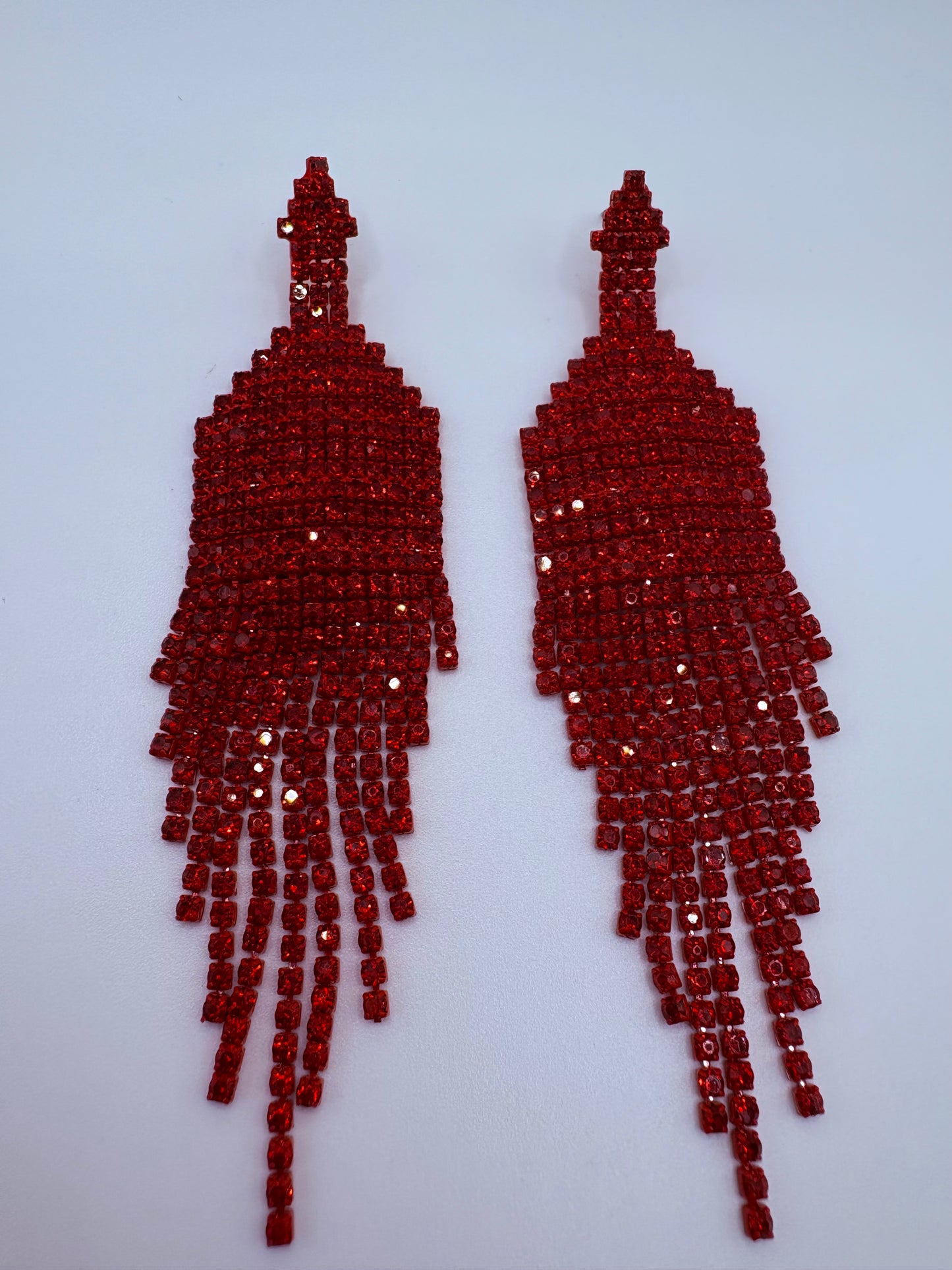 RED FRINGE DROP EARRINGS