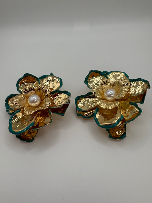 Emerald Petal Earrings